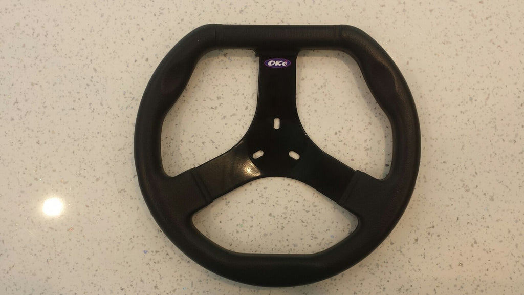 Oke Flat Top Kart Moulded Steering Wheel 300mm Dia